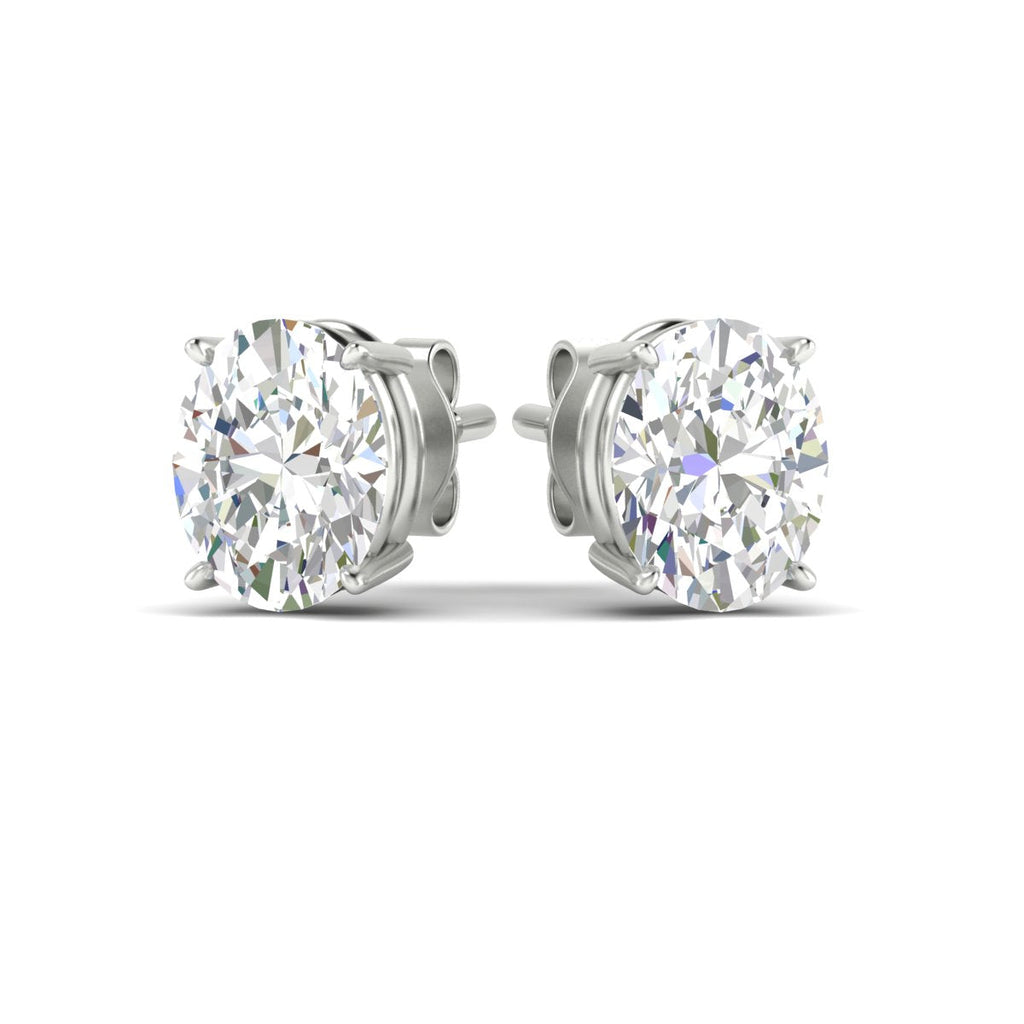 Classic Four Prong Oval Diamond Solitaire Stud Earrings [IGI Certified]