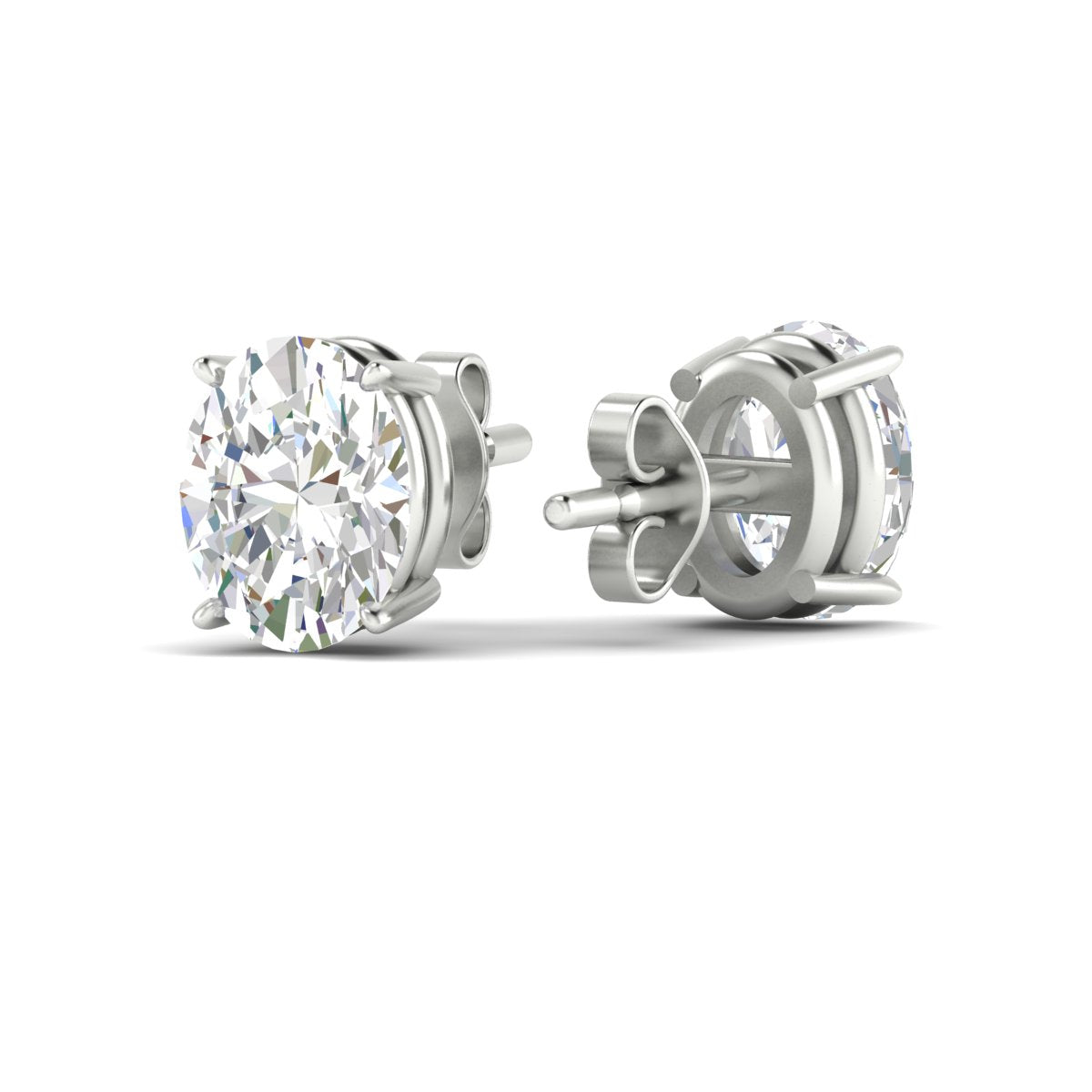 Classic Four Prong Oval Diamond Solitaire Stud Earrings [IGI Certified]