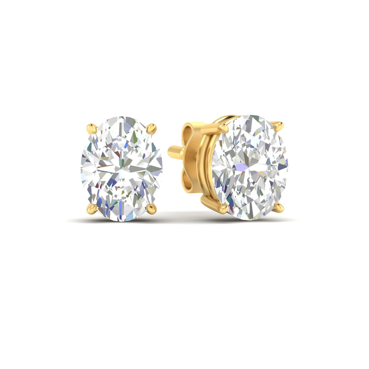 Classic Four Prong Oval Diamond Solitaire Stud Earrings [IGI Certified]