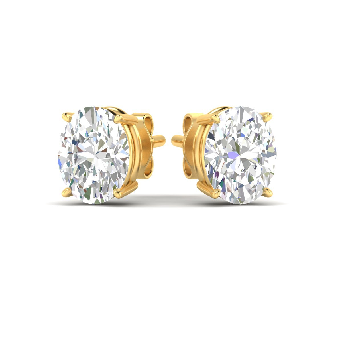Classic Four Prong Oval Diamond Solitaire Stud Earrings [IGI Certified]