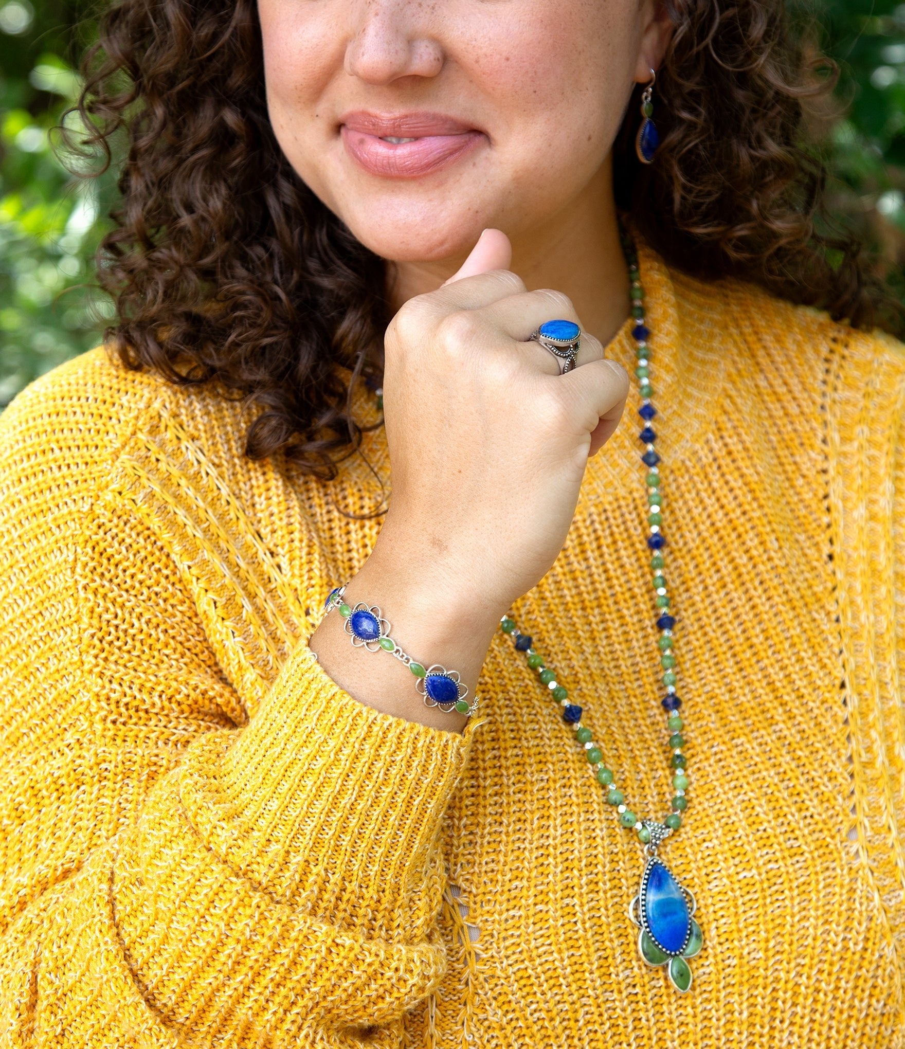 Oxford Lapis and Jade Bracelet | Bracelets | Wiccan Center