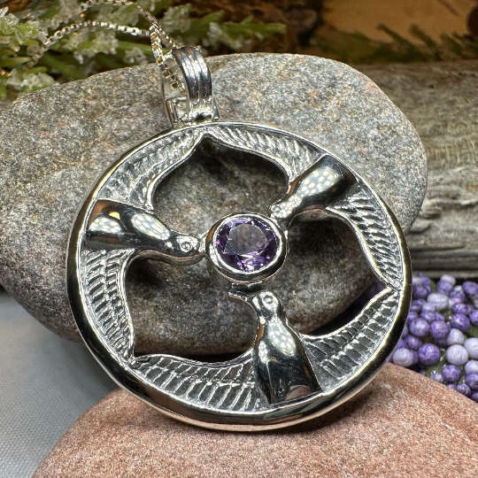 Rhiannon's Three Birds Welsh Goddess Necklace in Sterling Silver | Pendant | Wiccan Center
