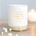White Mandala Cut Out Oil Burner and Wax Warmer | Wax Melt Warmer | Wiccan Center
