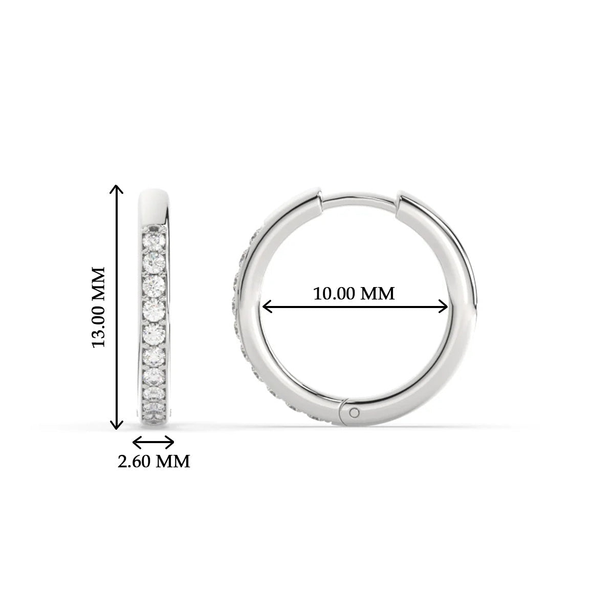 Pave Set Round Diamond Hinged Hoop Earrings