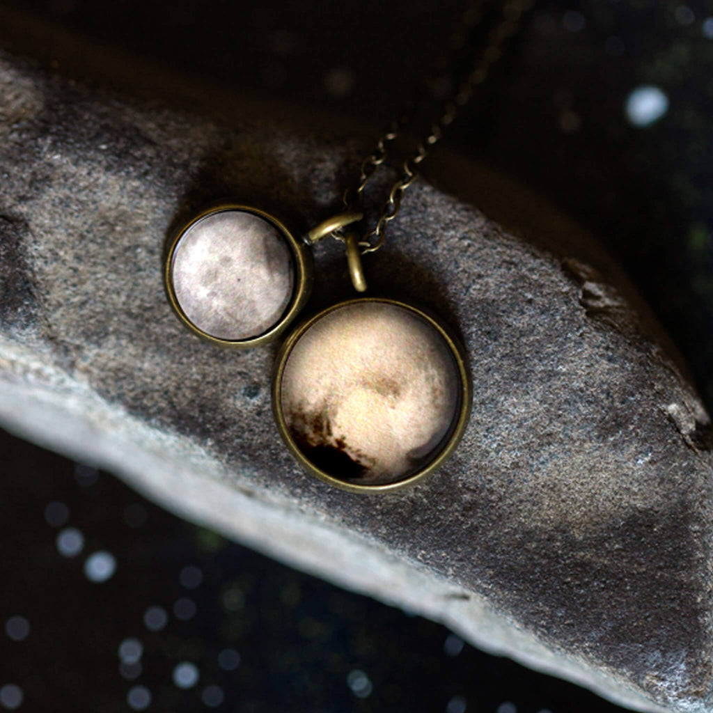 Pluto and Charon Layered Space Necklace | Necklace | Wiccan Center