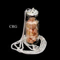 Peach Moonstone Chip Bottle Pendant with Silver Plated Necklace (2 Inches) (1 Piece)