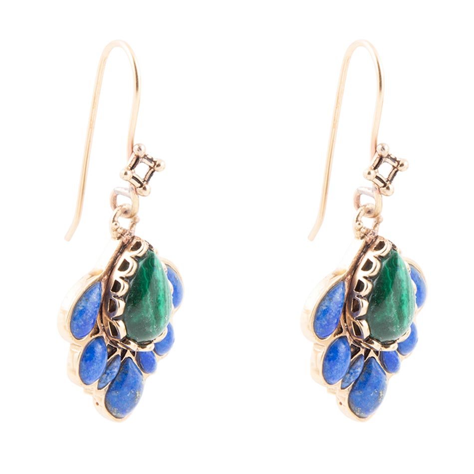 Peacock Blue Lapis Golden Drop Earrings | Earrings | Wiccan Center