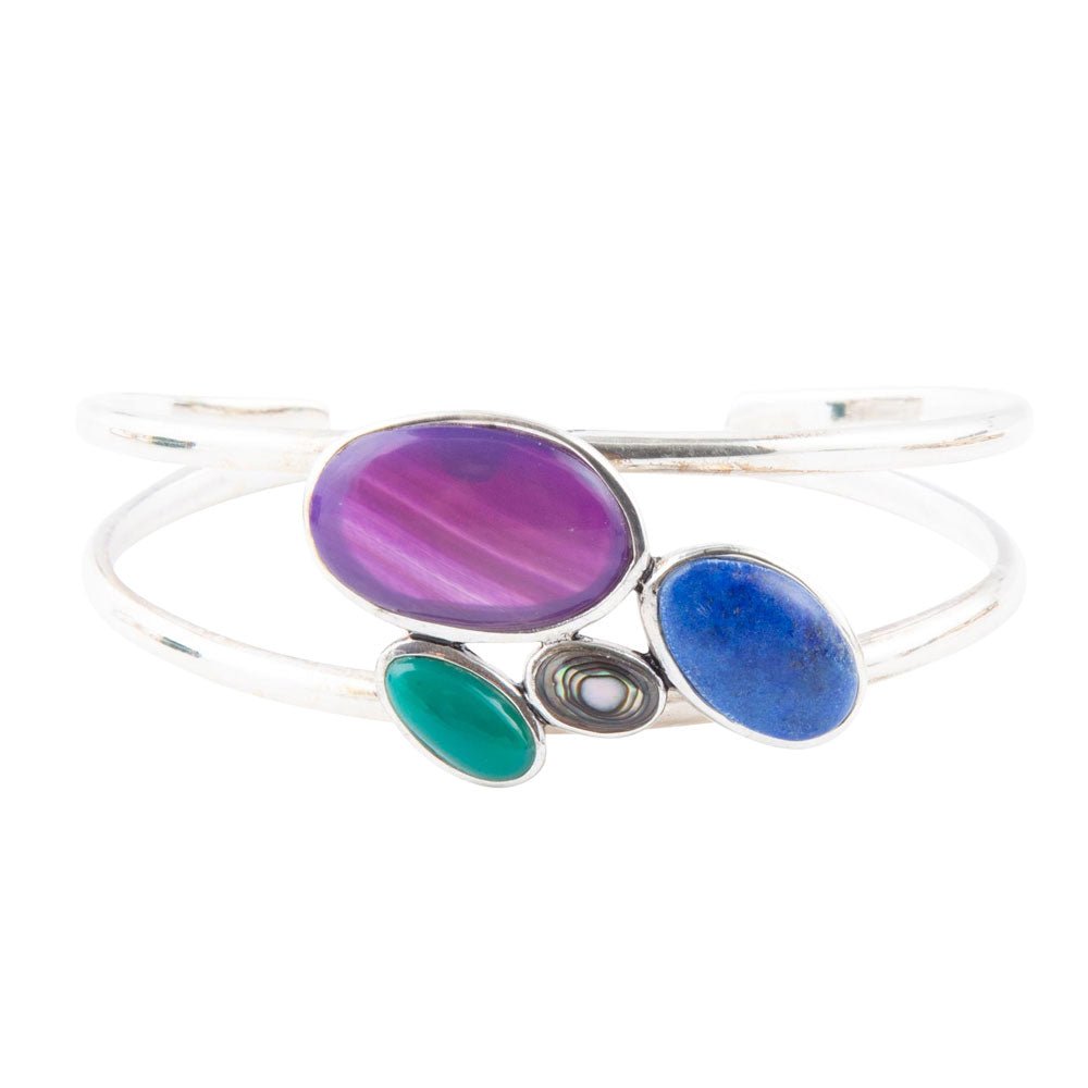 Peacock Multi-Stone and Sterling Silver Cuff Bracelet | Bracelets | Wiccan Center