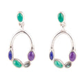Peacock Multi-Stone Sterling Silver Earrings | Earrings | Wiccan Center