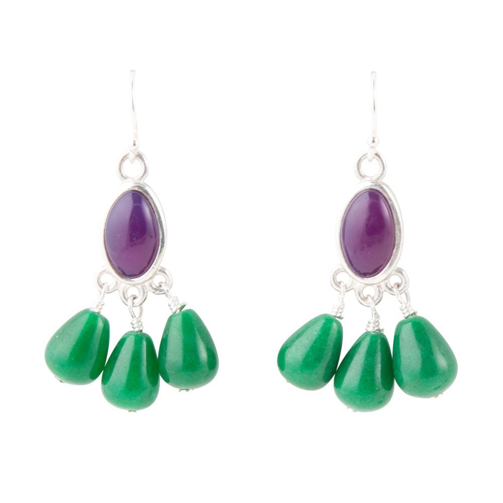 Peacock Purple Agate Drop Earrings | Earrings | Wiccan Center