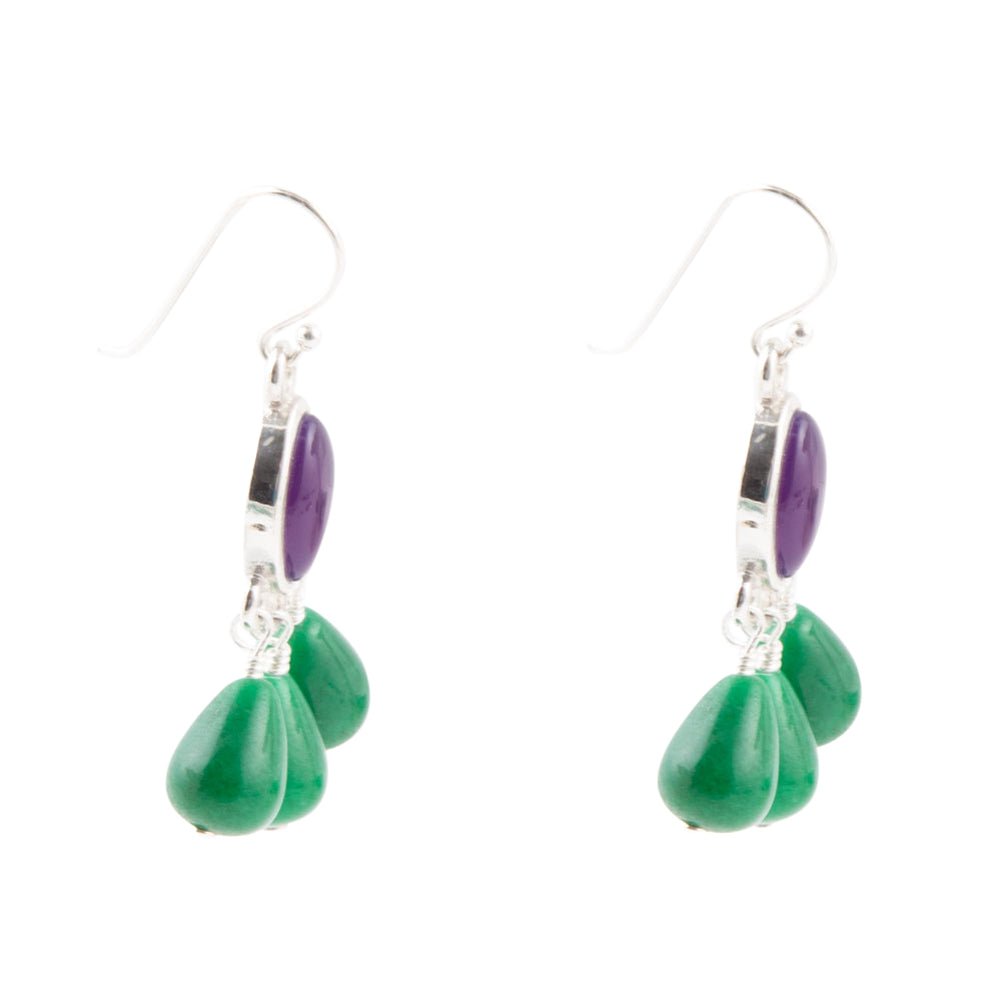 Peacock Purple Agate Drop Earrings | Earrings | Wiccan Center
