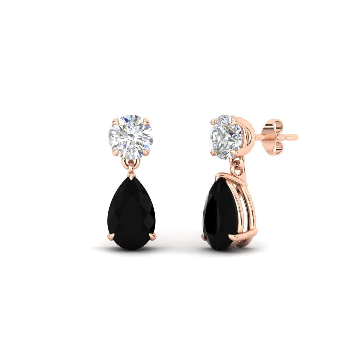 Round And Pear Drop Stud Earrings