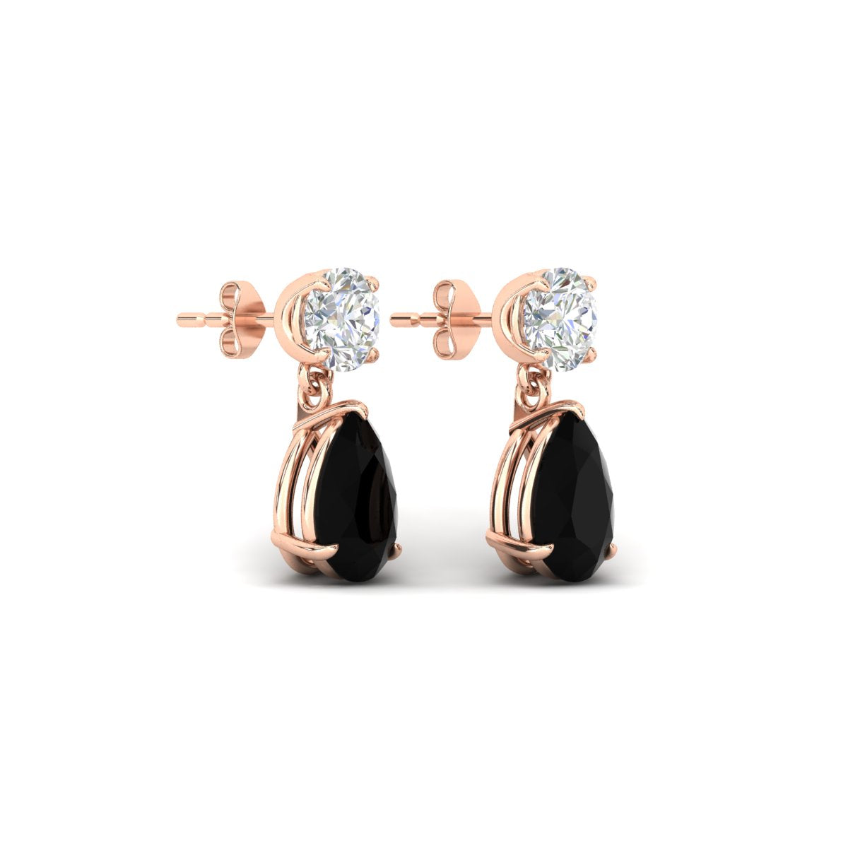Round And Pear Drop Stud Earrings
