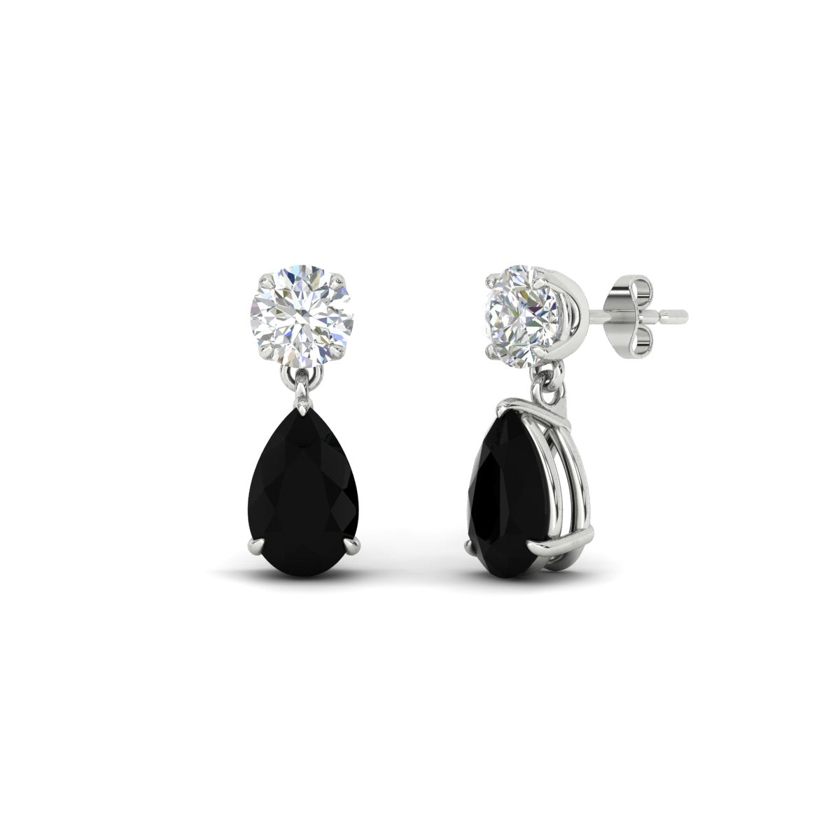 Round And Pear Drop Stud Earrings