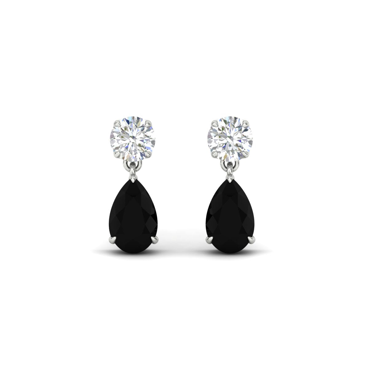Round And Pear Drop Stud Earrings