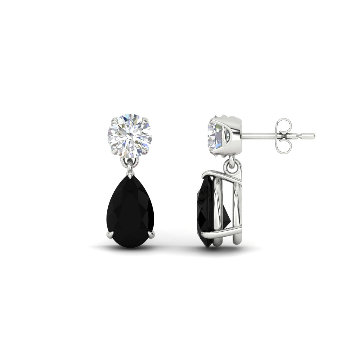 Round And Pear Drop Stud Earrings