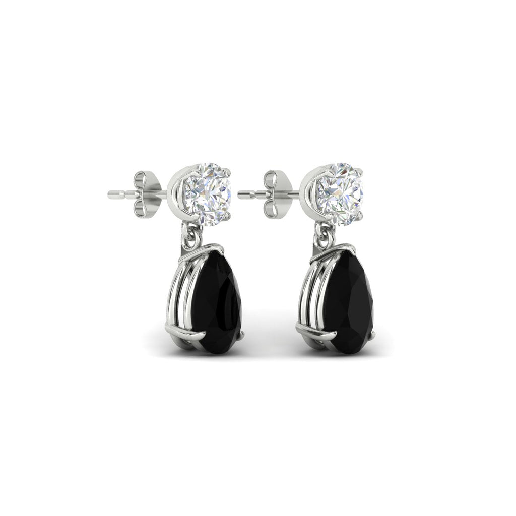 Round And Pear Drop Stud Earrings