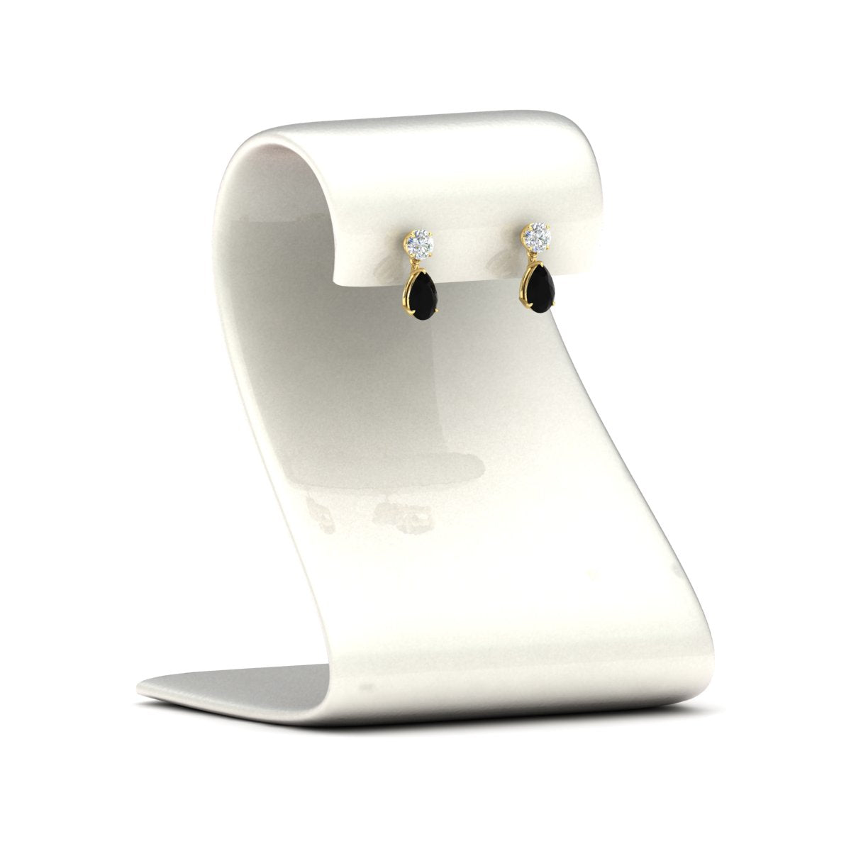 Round And Pear Drop Stud Earrings