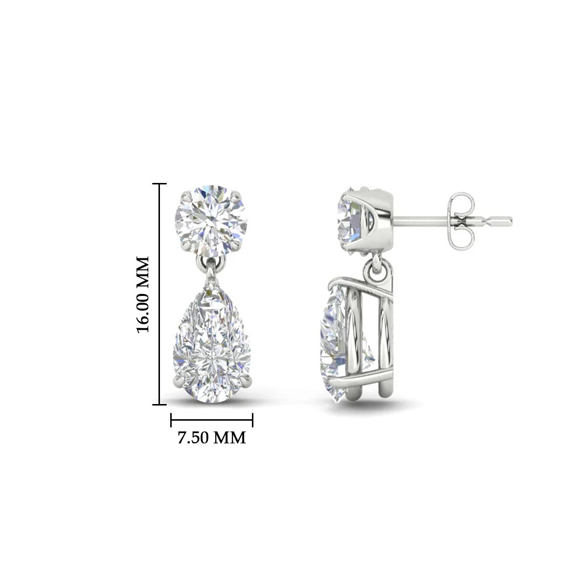 Round And Pear Drop Stud Earrings