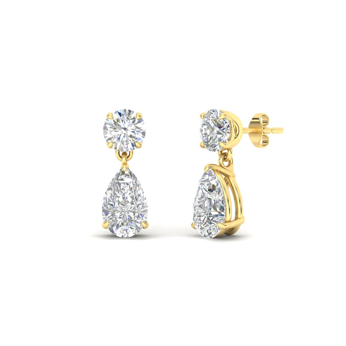 Round And Pear Drop Stud Earrings