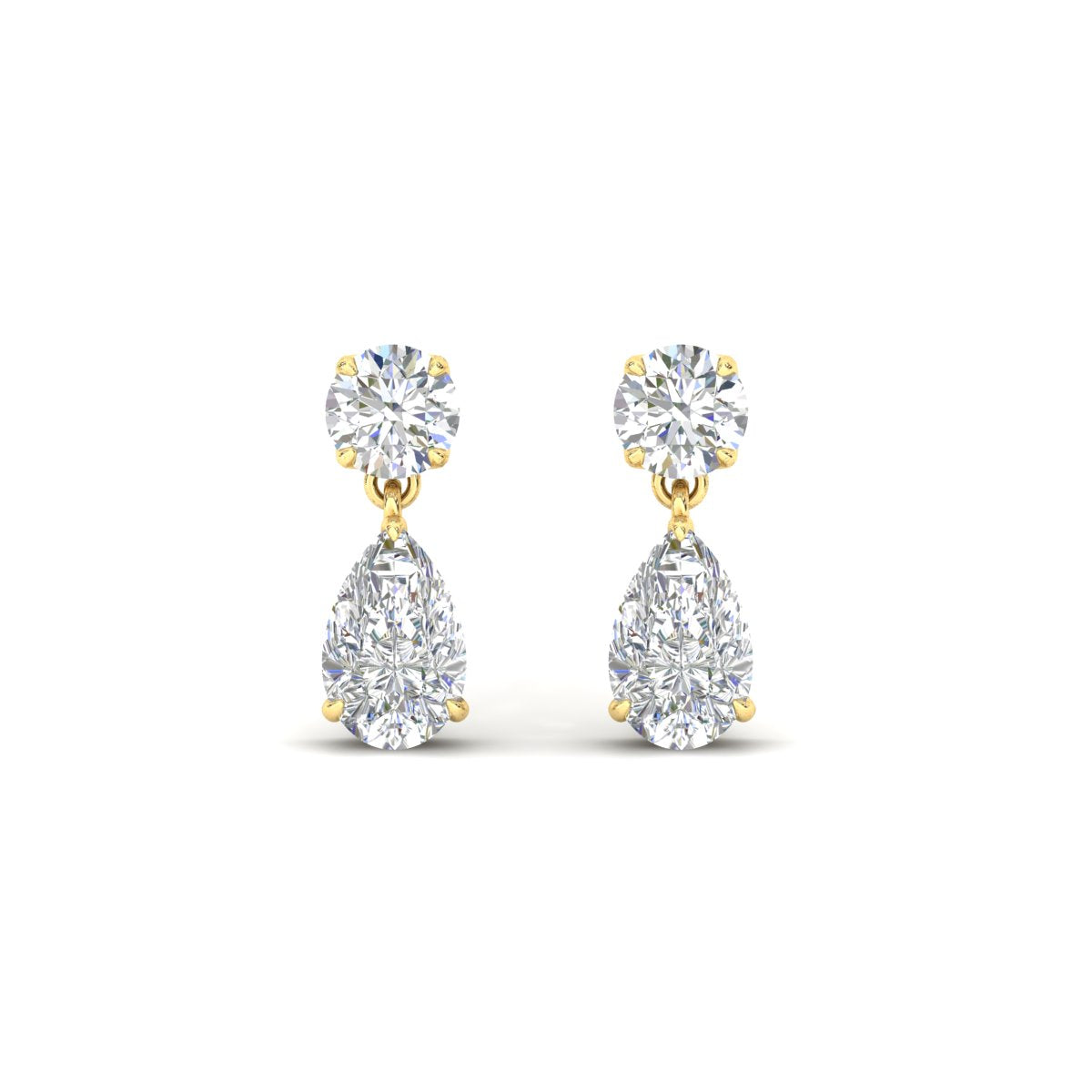 Round And Pear Drop Stud Earrings