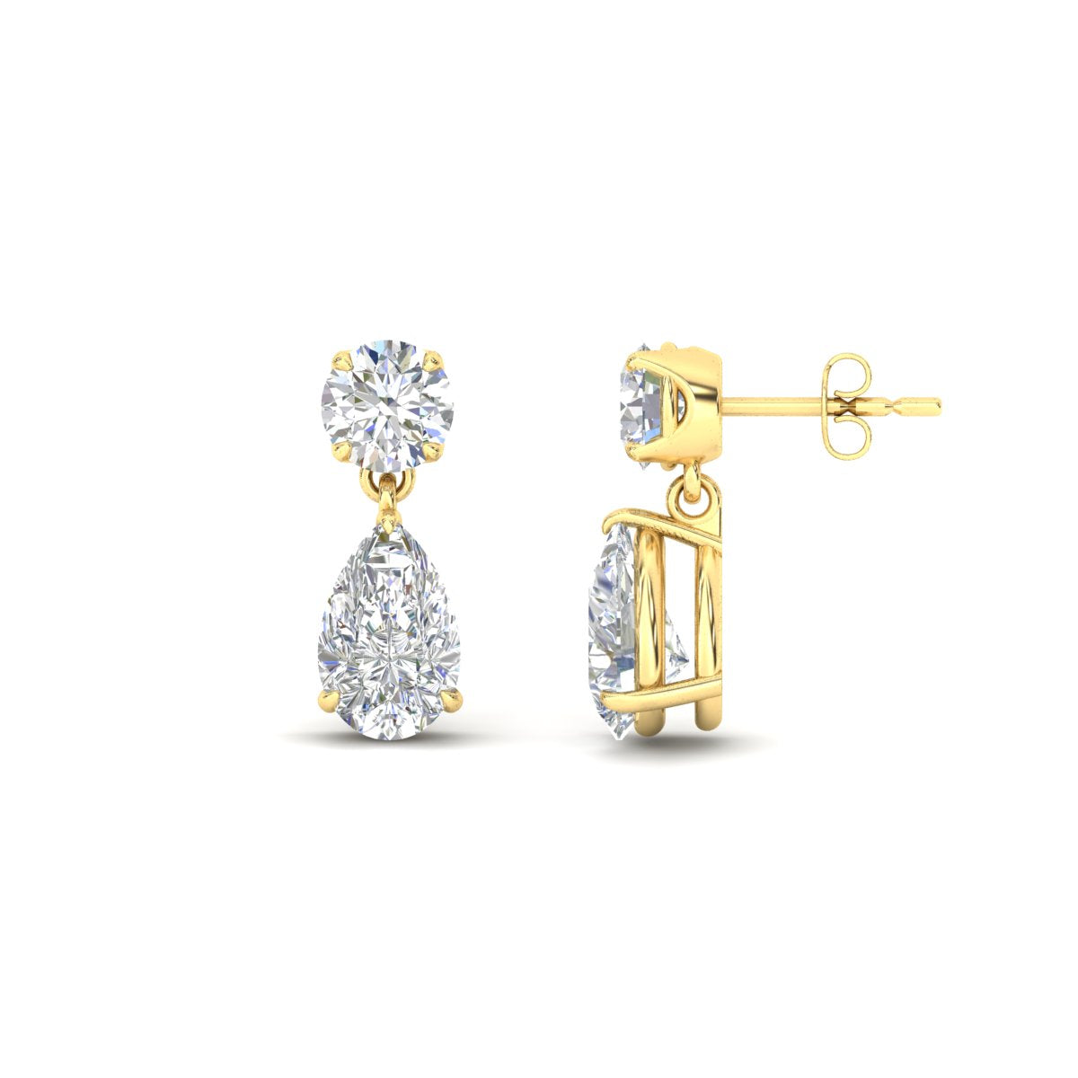 Round And Pear Drop Stud Earrings
