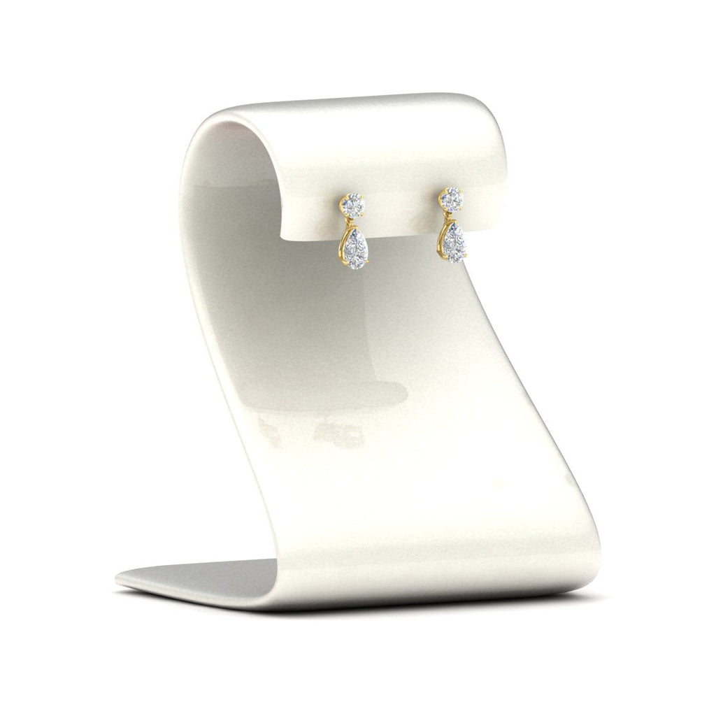 Round And Pear Drop Stud Earrings