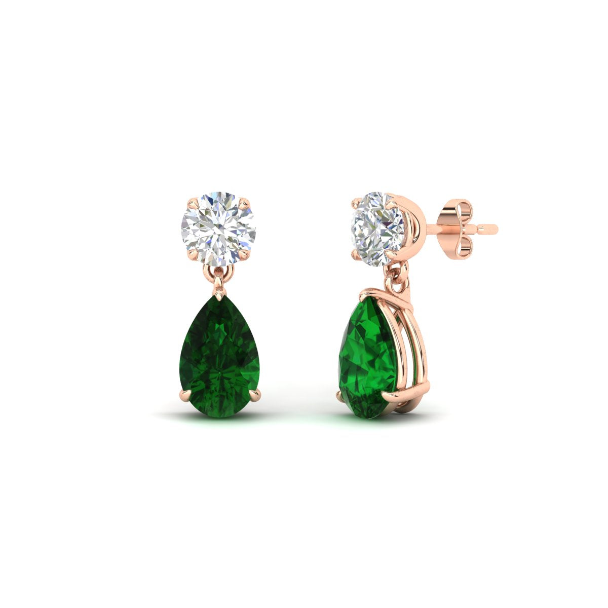 Round And Pear Drop Stud Earrings