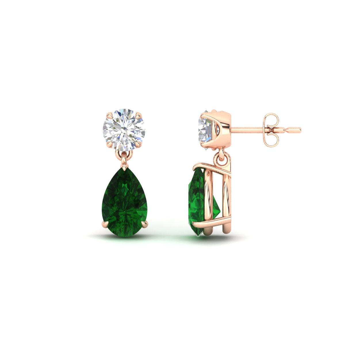 Round And Pear Drop Stud Earrings