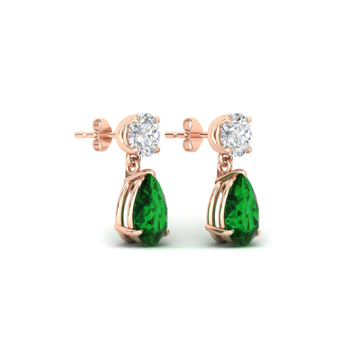 Round And Pear Drop Stud Earrings