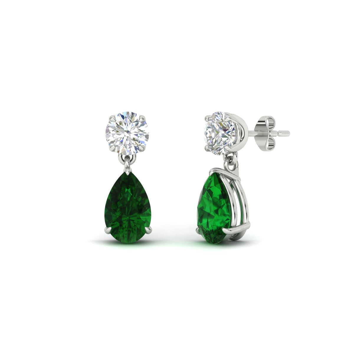Round And Pear Drop Stud Earrings