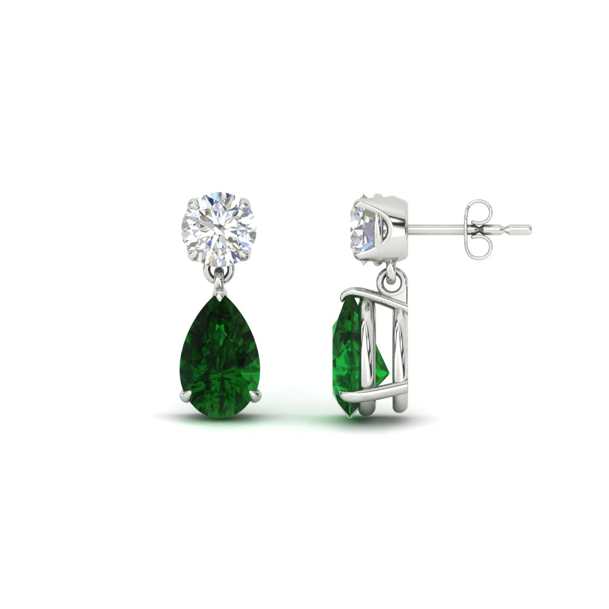 Round And Pear Drop Stud Earrings