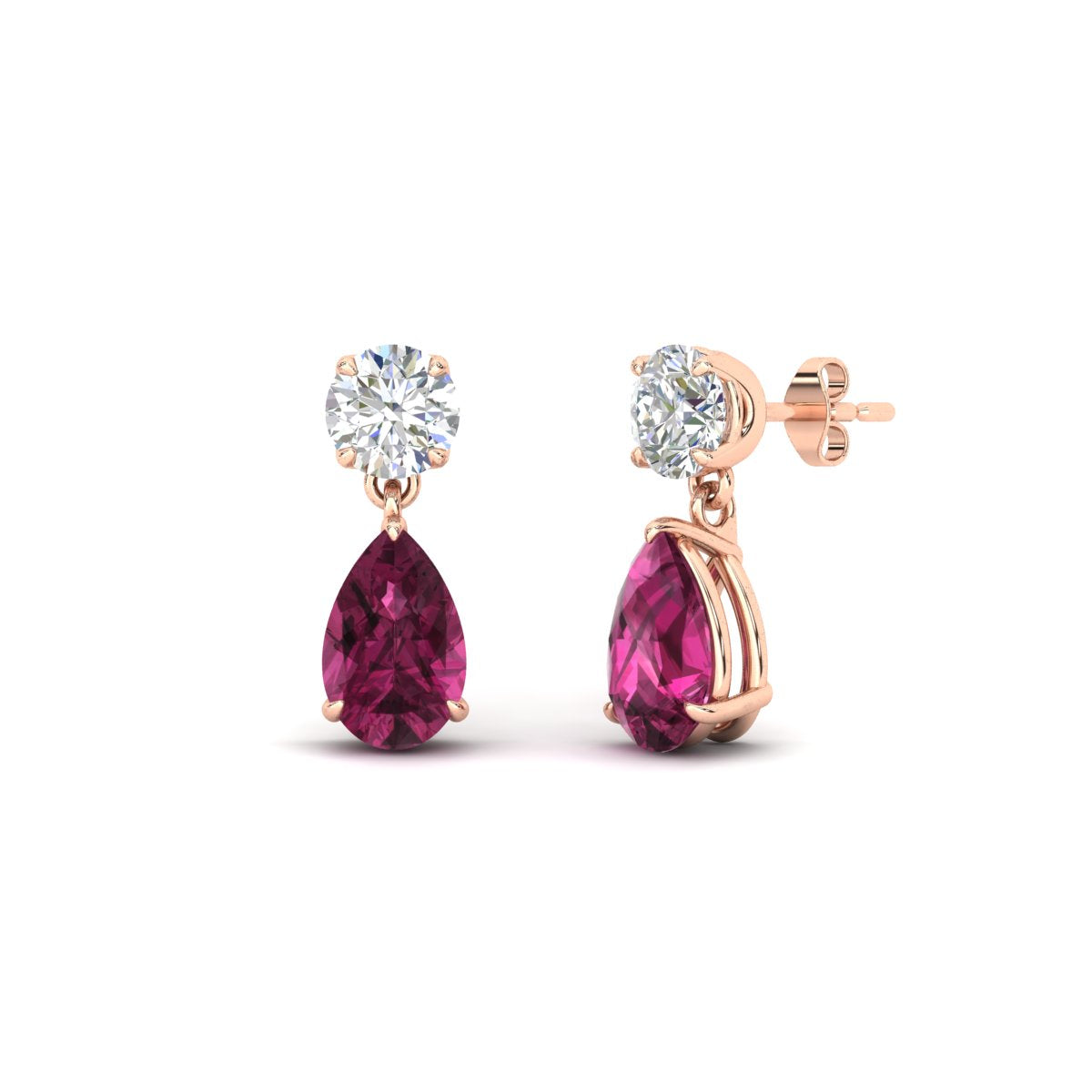 Round And Pear Drop Stud Earrings