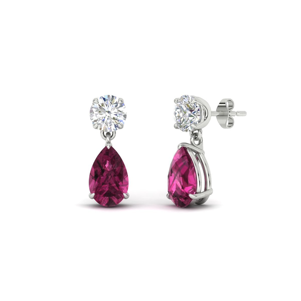 Round And Pear Drop Stud Earrings