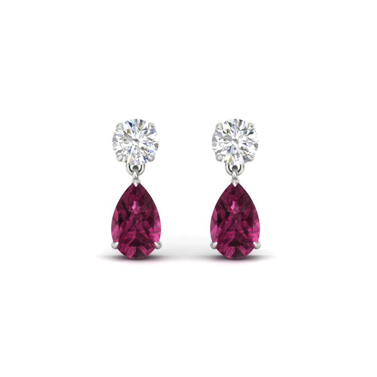 Round And Pear Drop Stud Earrings