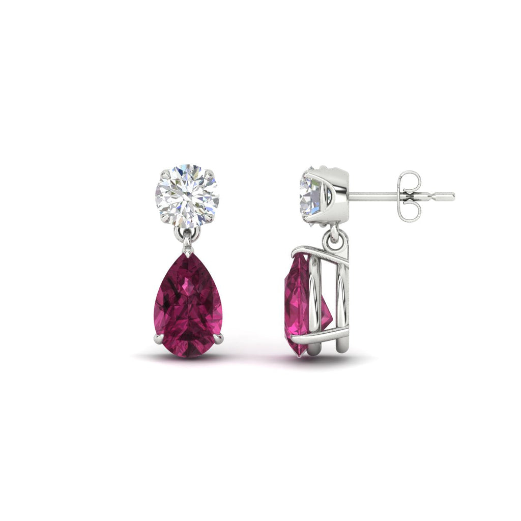 Round And Pear Drop Stud Earrings