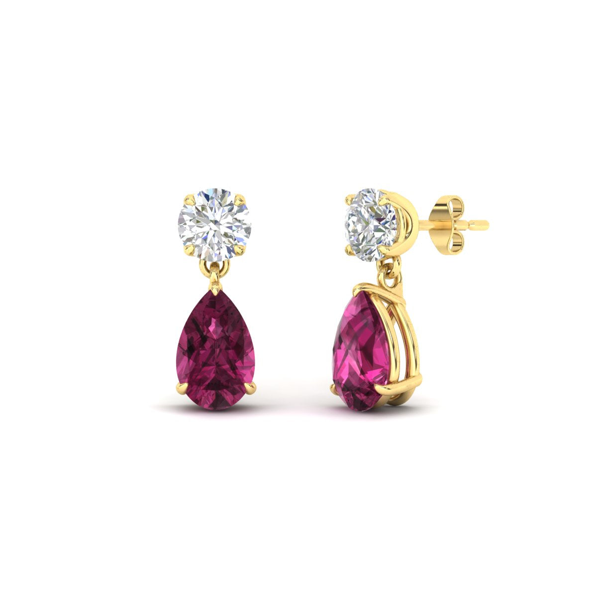 Round And Pear Drop Stud Earrings