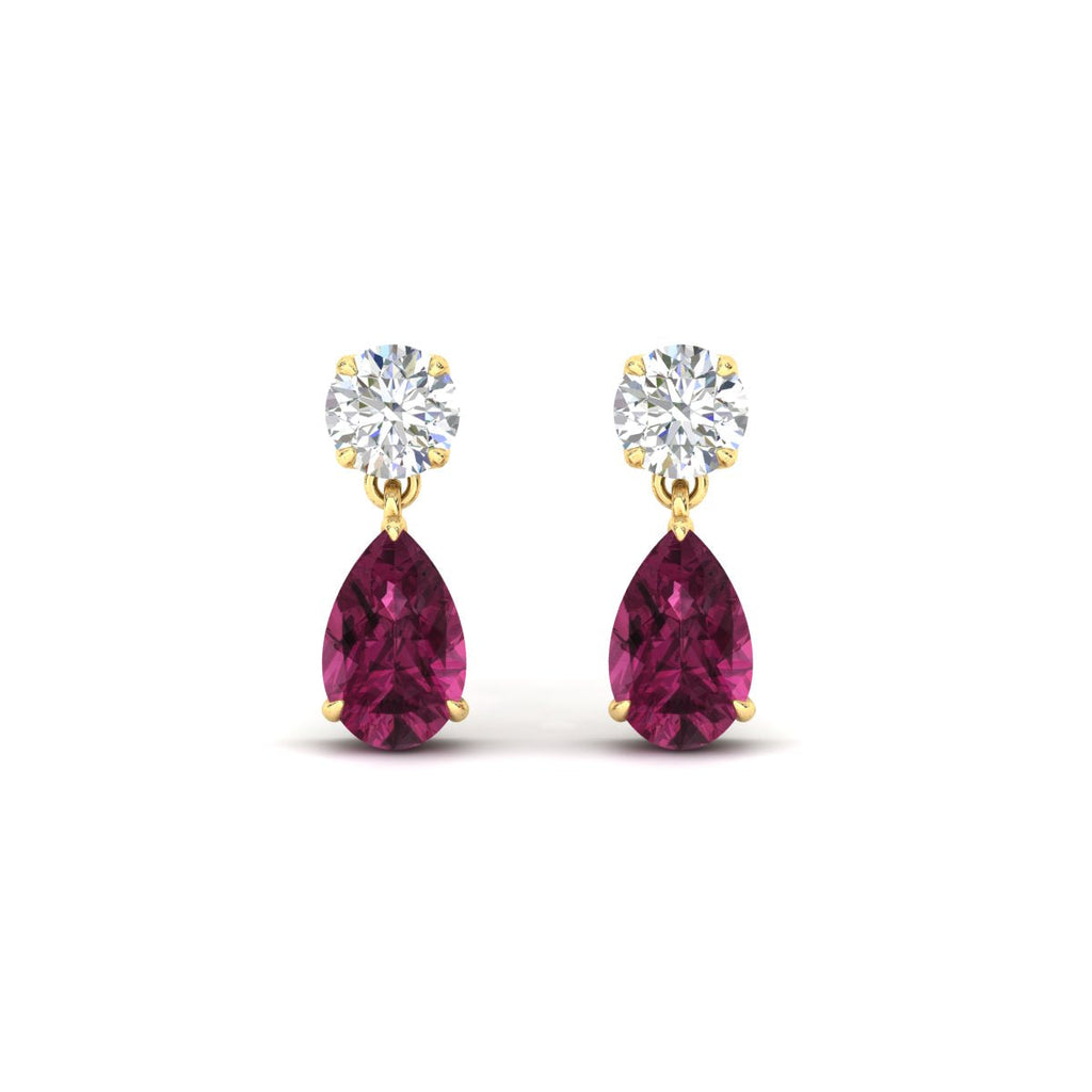 Round And Pear Drop Stud Earrings