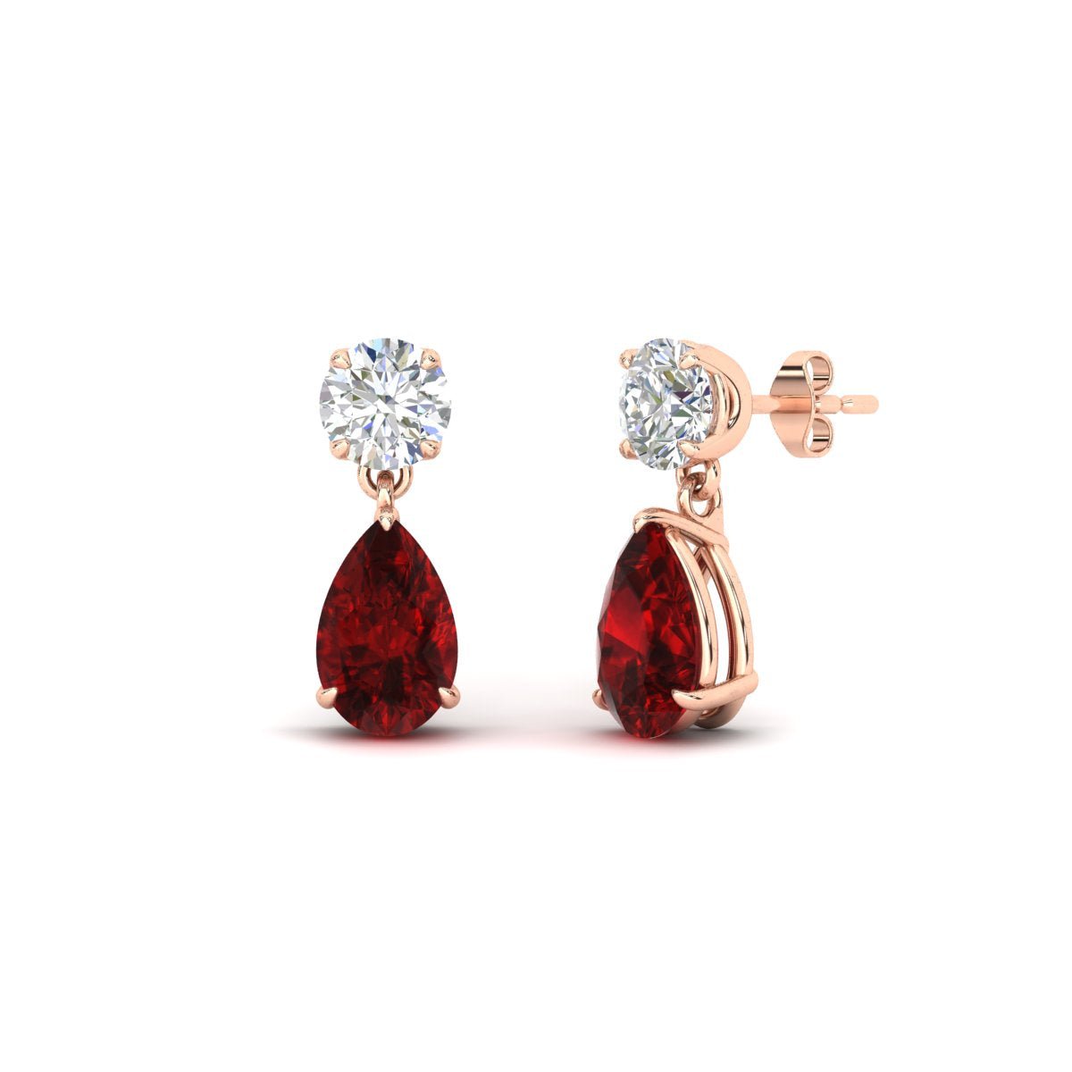 Round And Pear Drop Stud Earrings