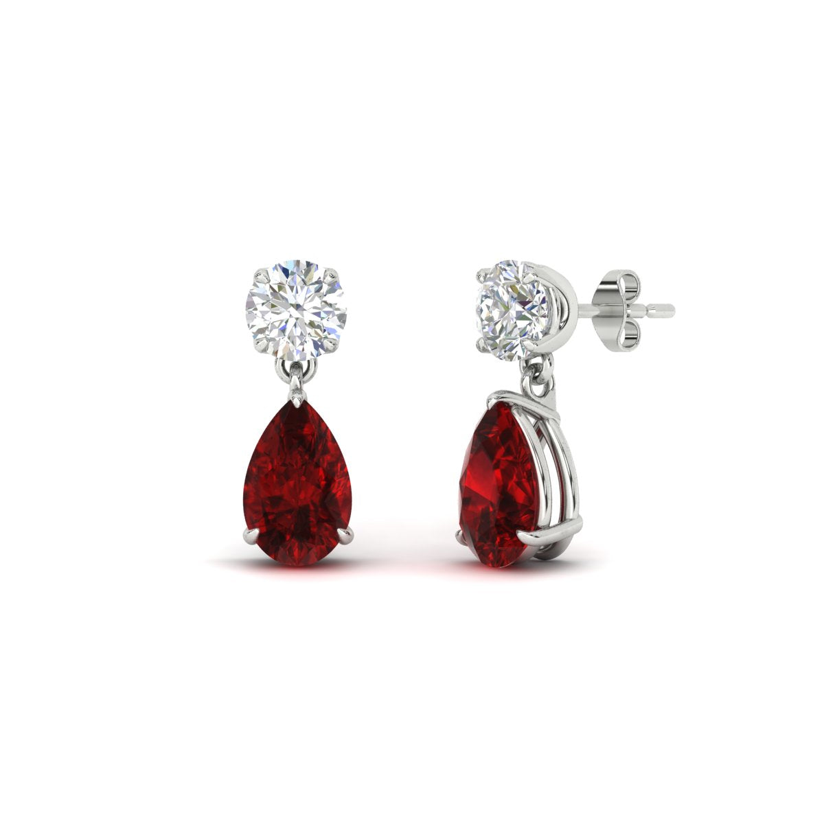 Round And Pear Drop Stud Earrings