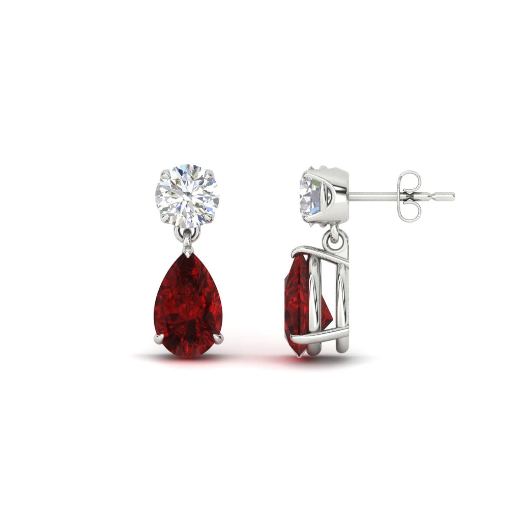 Round And Pear Drop Stud Earrings