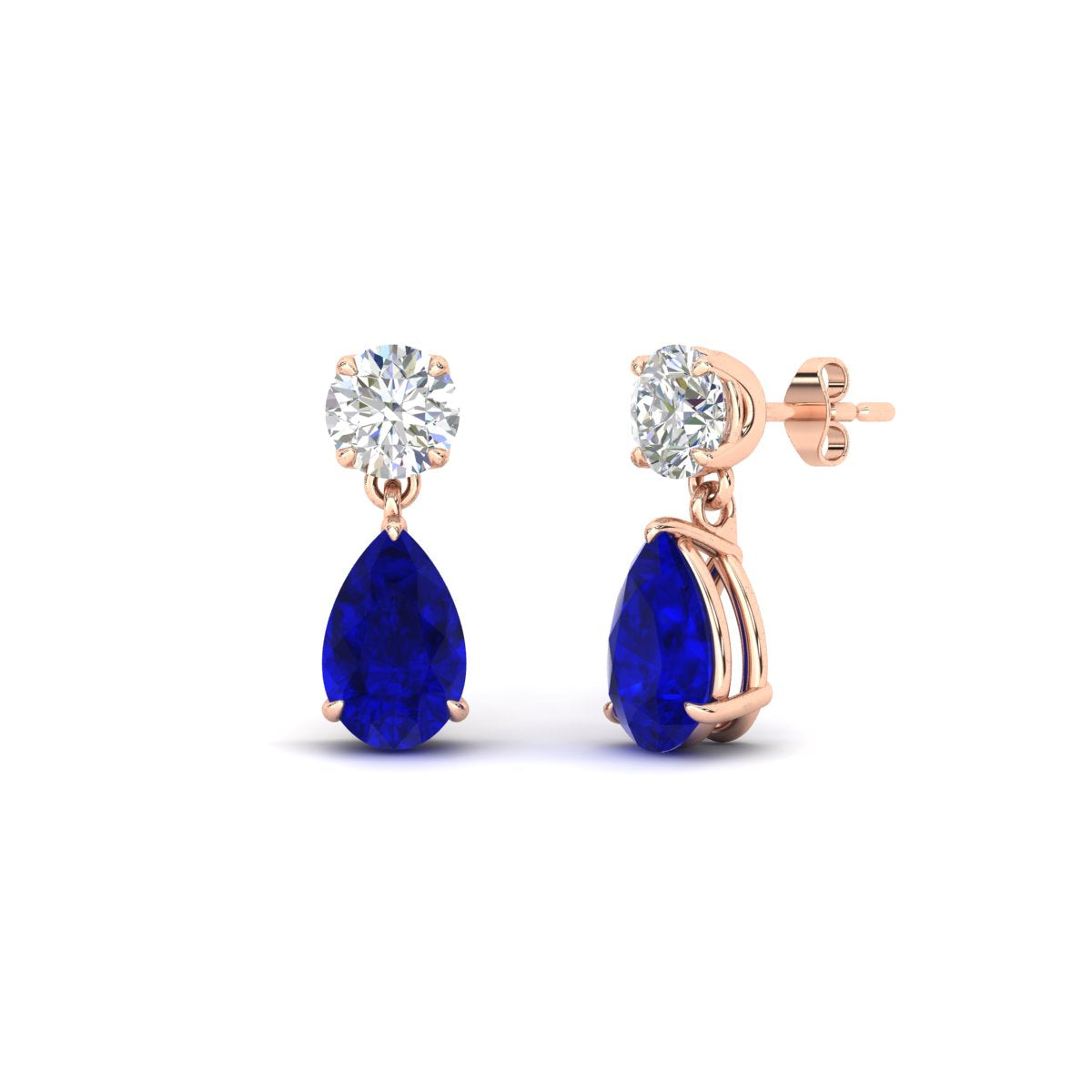 Round And Pear Drop Stud Earrings