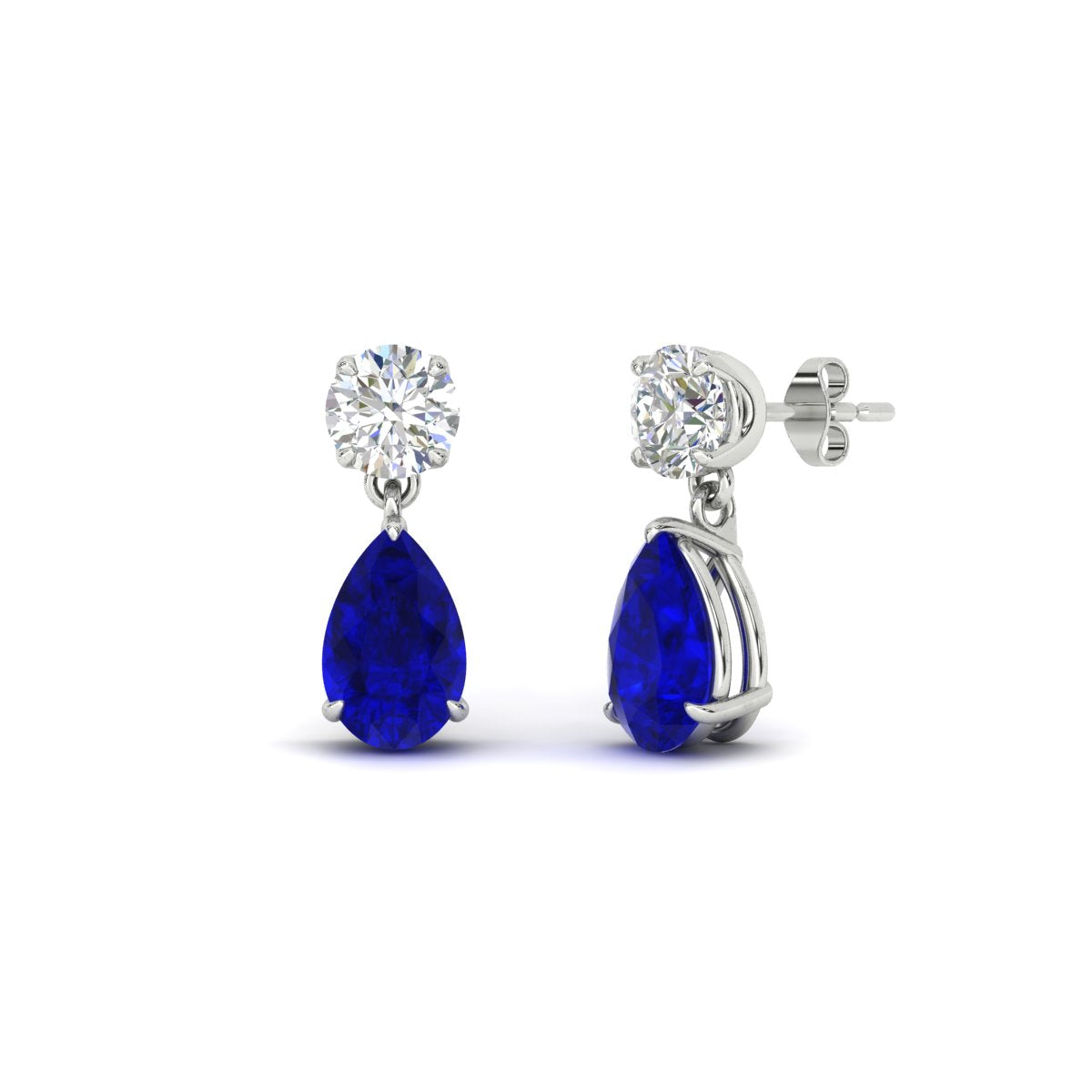 Round And Pear Drop Stud Earrings