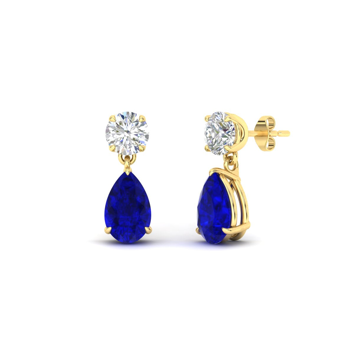 Round And Pear Drop Stud Earrings