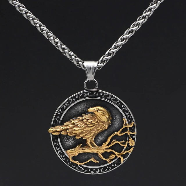 Vikings The Odin's Raven Stainless Steel Necklace | Pendant and Necklace | Wiccan Center