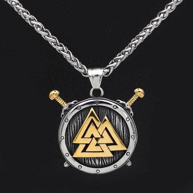 Vikings Valknut and Sword Stainless Steel Necklace | Pendant and Necklace | Wiccan Center