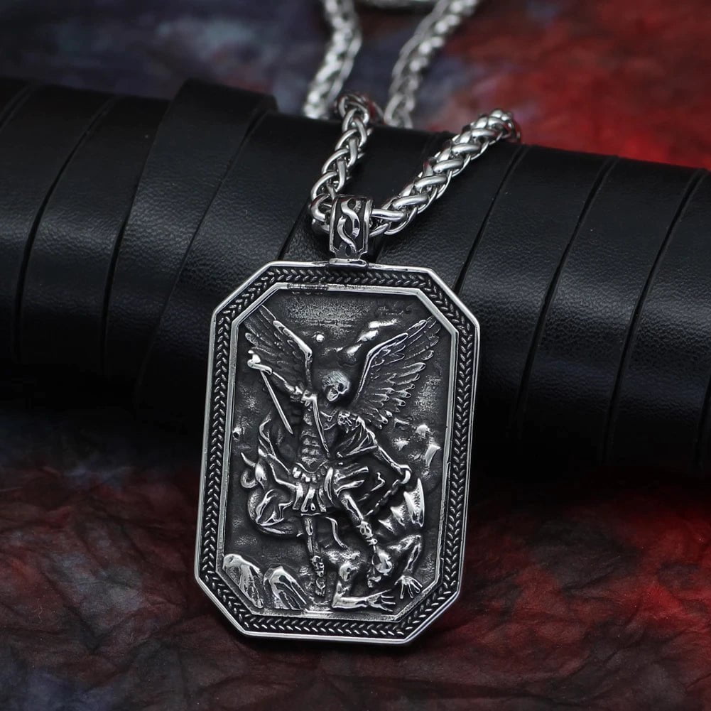 Roman St.Michael Stainless Steel Amulet Necklace | Pendant and Necklace | Wiccan Center