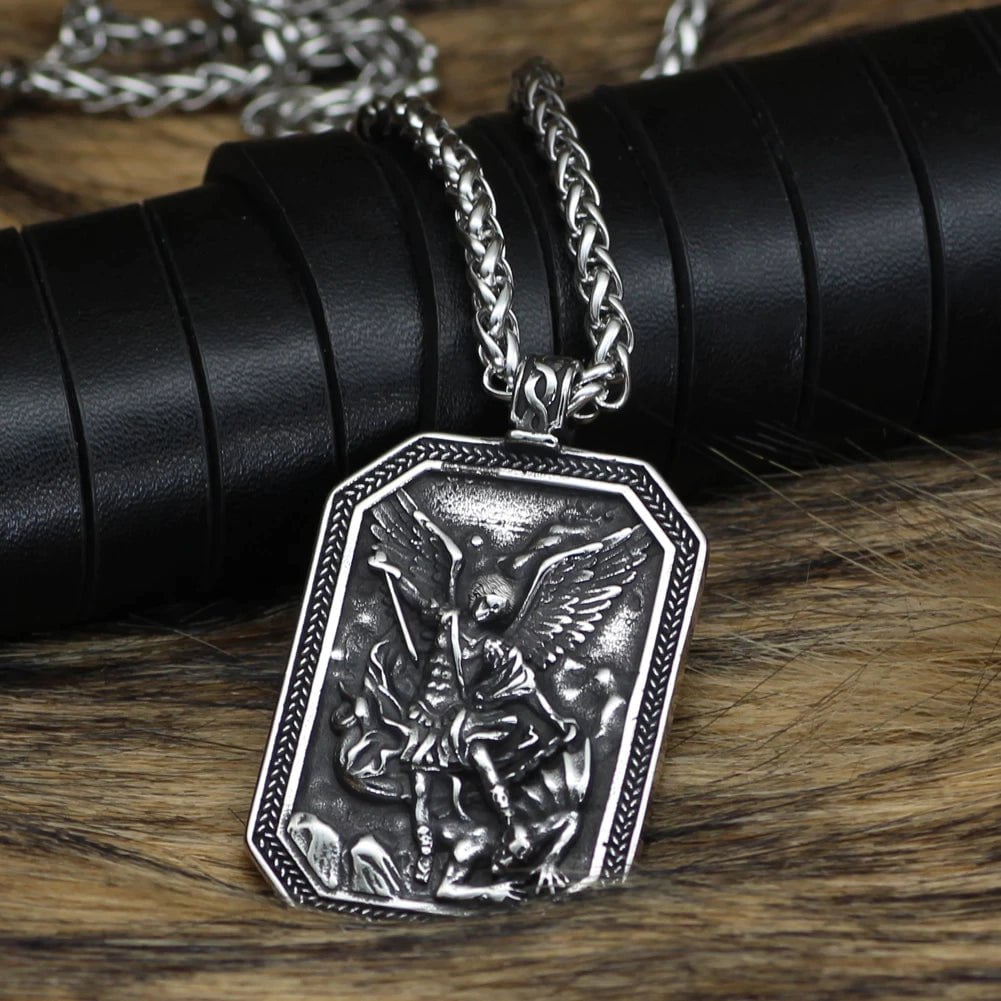 Roman St.Michael Stainless Steel Amulet Necklace | Pendant and Necklace | Wiccan Center