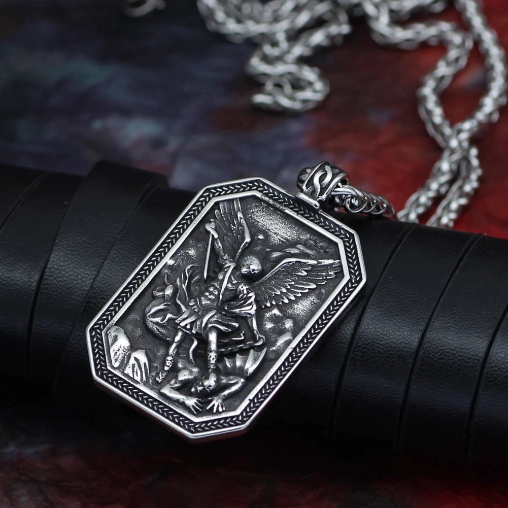 Roman St.Michael Stainless Steel Amulet Necklace | Pendant and Necklace | Wiccan Center