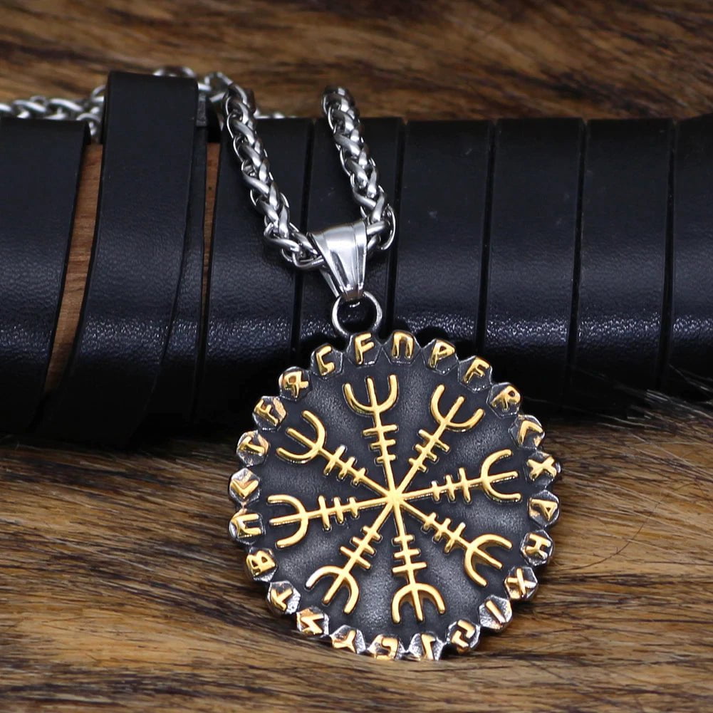 Vikings Helm of Awe Compass Rune Pendant Necklace | Pendant and Necklace | Wiccan Center